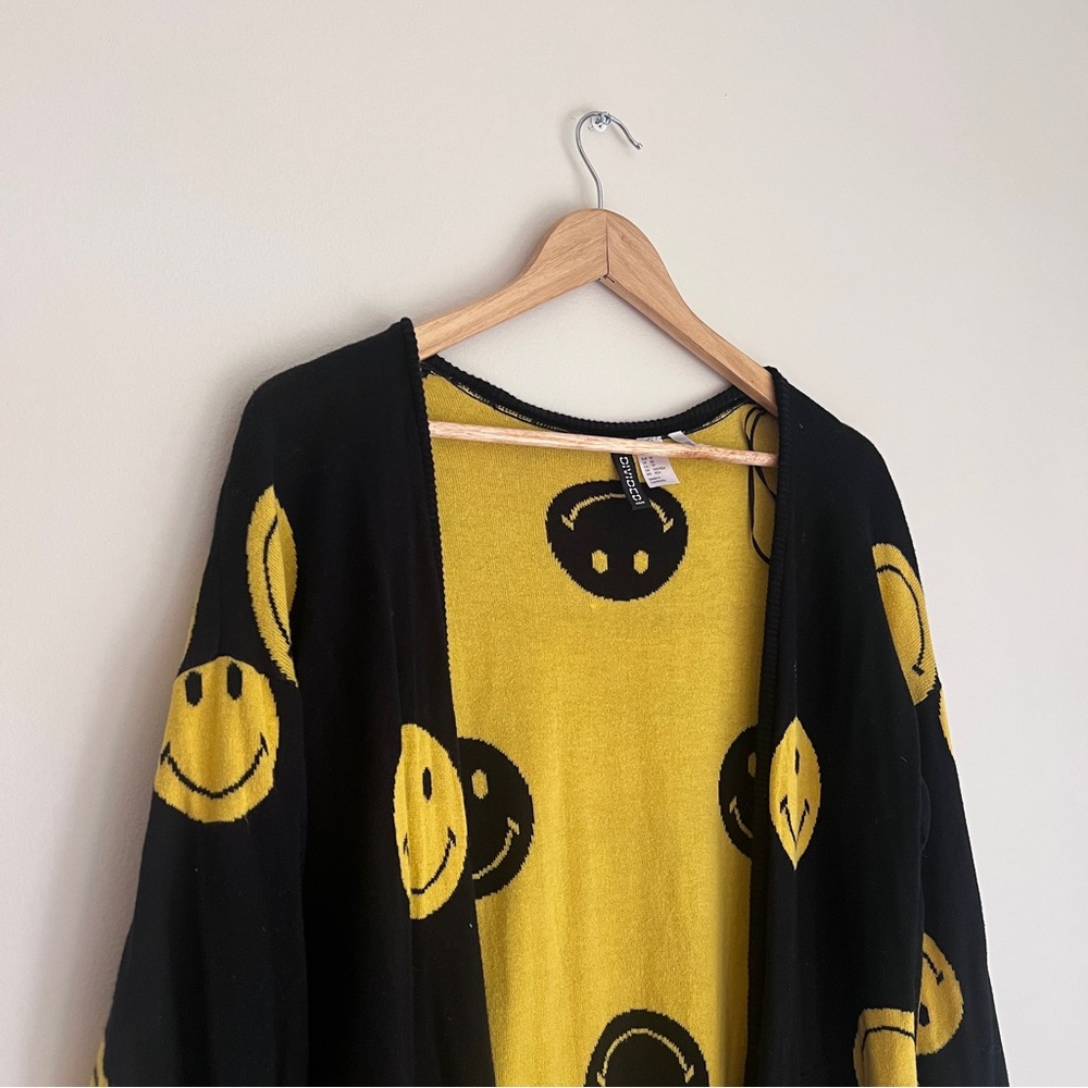 H&M Black and Yellow Smiley Cardigan